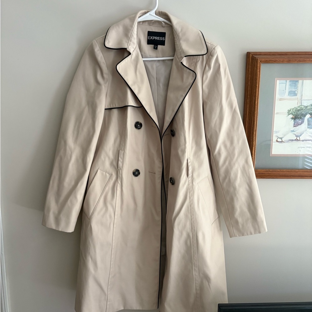 NWOT Express Belted Women's Cream Trench Coat